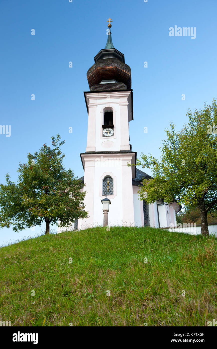 Wallfahrtskirche Maria Gern, traditionelle Zwiebelkuppel Römisch-katholische Kirche in Berchtesgaden in Bayern, Deutschland Stockfoto