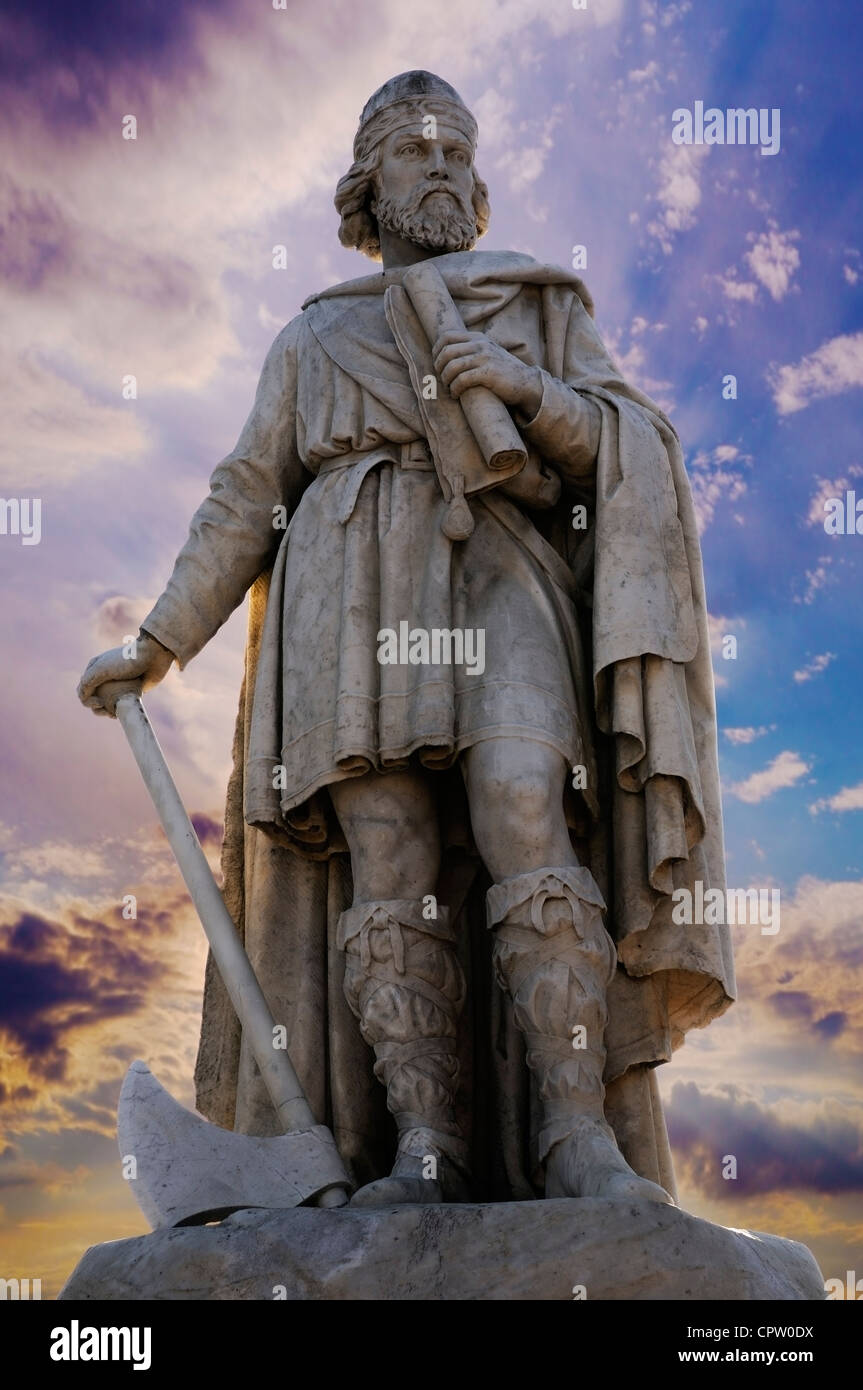 Statue von Alfred der große, Wantage, Oxfordshire, England, Vereinigtes Königreich. Stockfoto