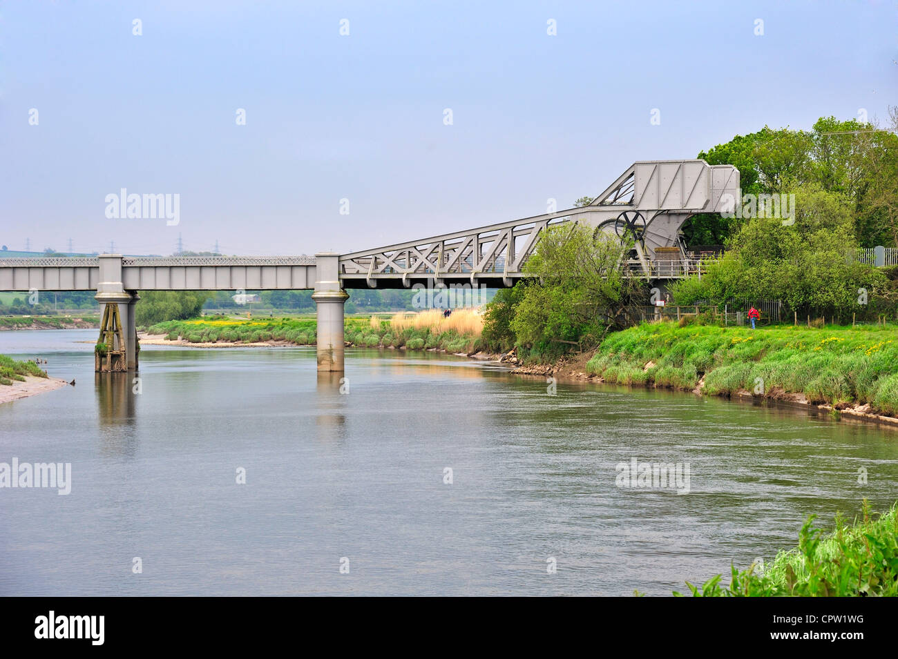 Klappbrücke in Carmarthen, über den Fluss Towy Stockfoto