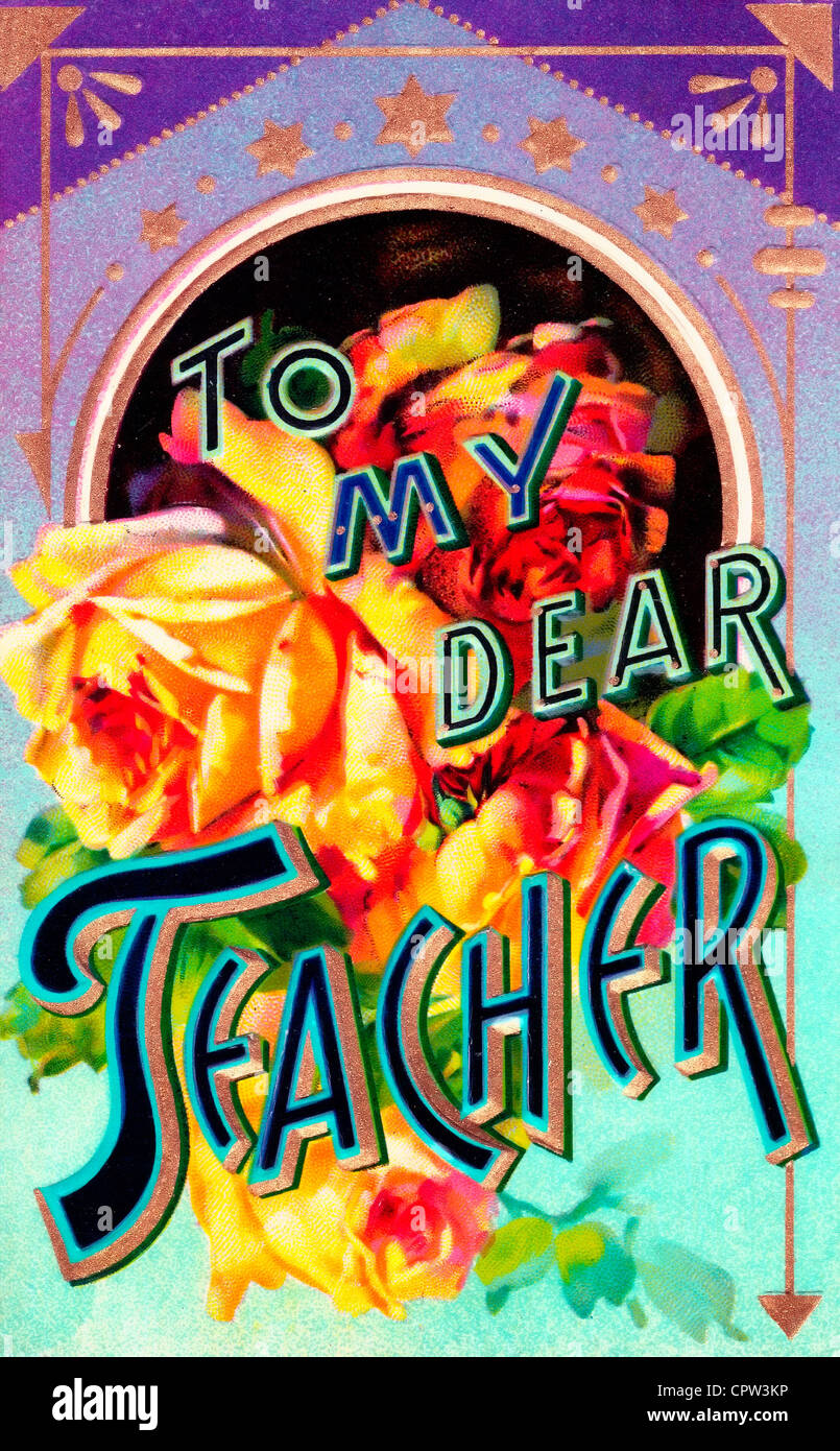 Mein lieber Lehrer - Vintage Lehrer Wertschätzung Karte Stockfoto