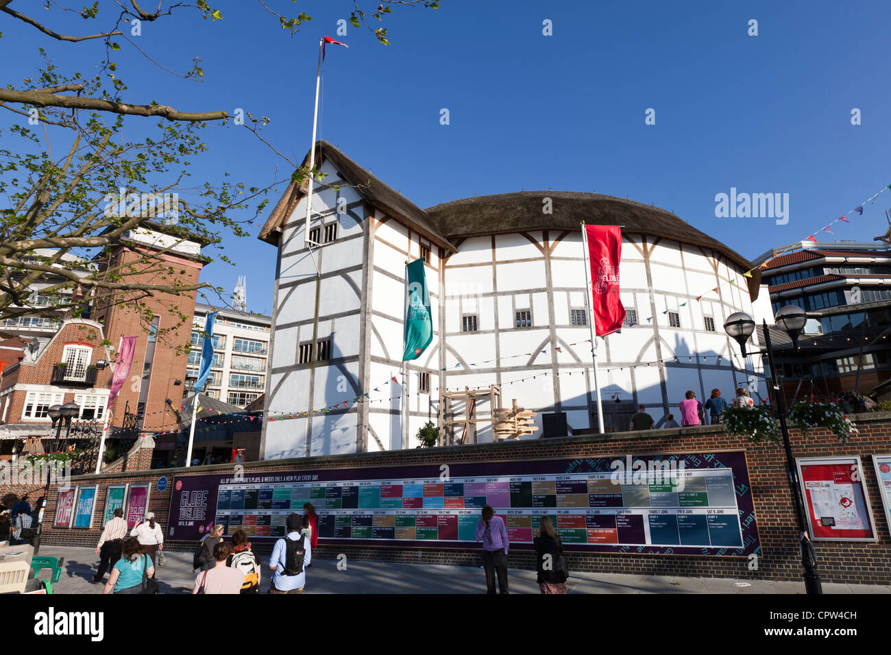 Shakespeares Globe Theatre Wiederaufbau, Southbank, London, England, UK. Stockfoto