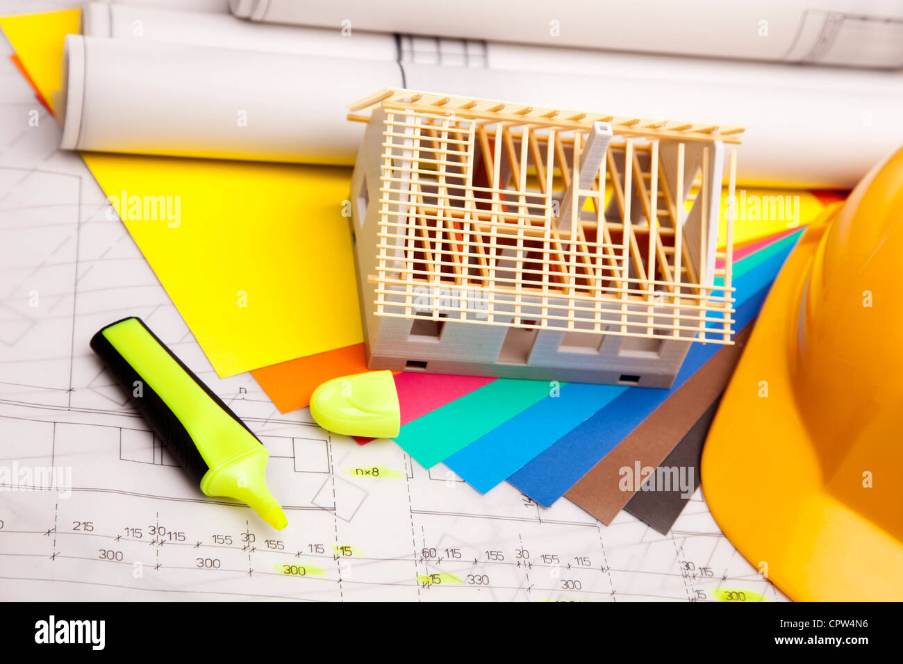 Baupläne, Architektur-Konzept Stockfoto