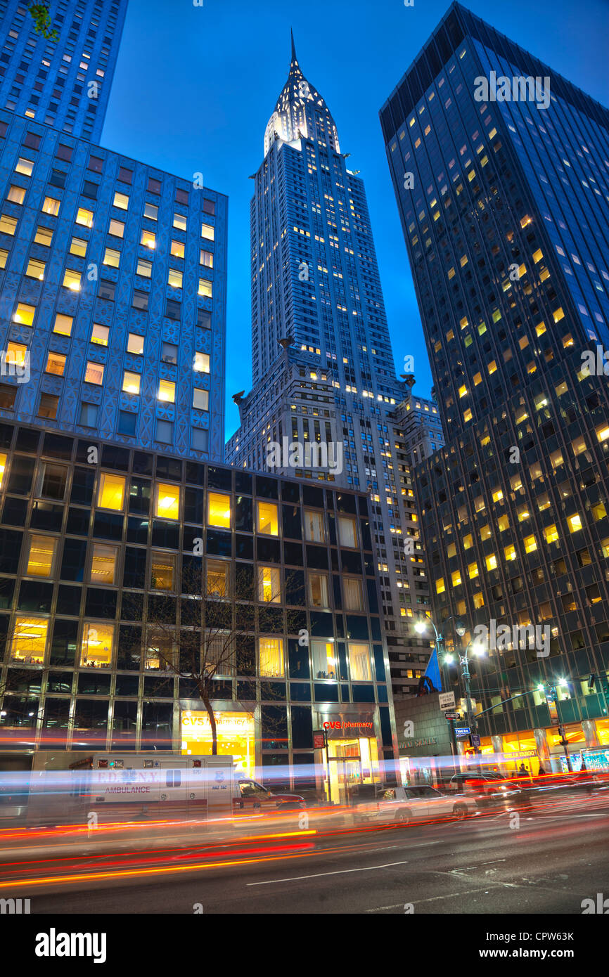 Chrysler Building an der 42nd St und der Lexington Avenue, New York City. Stockfoto