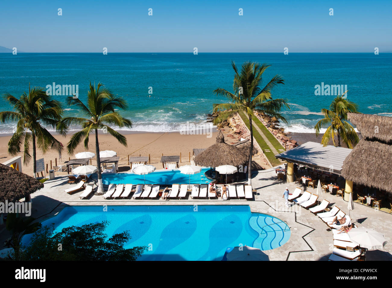 Mexiko, Puerto Vallarta. Villa Premiere Hotel & Spa, Strand Los Muertos, Puerto Vallarta, Mexiko. Stockfoto