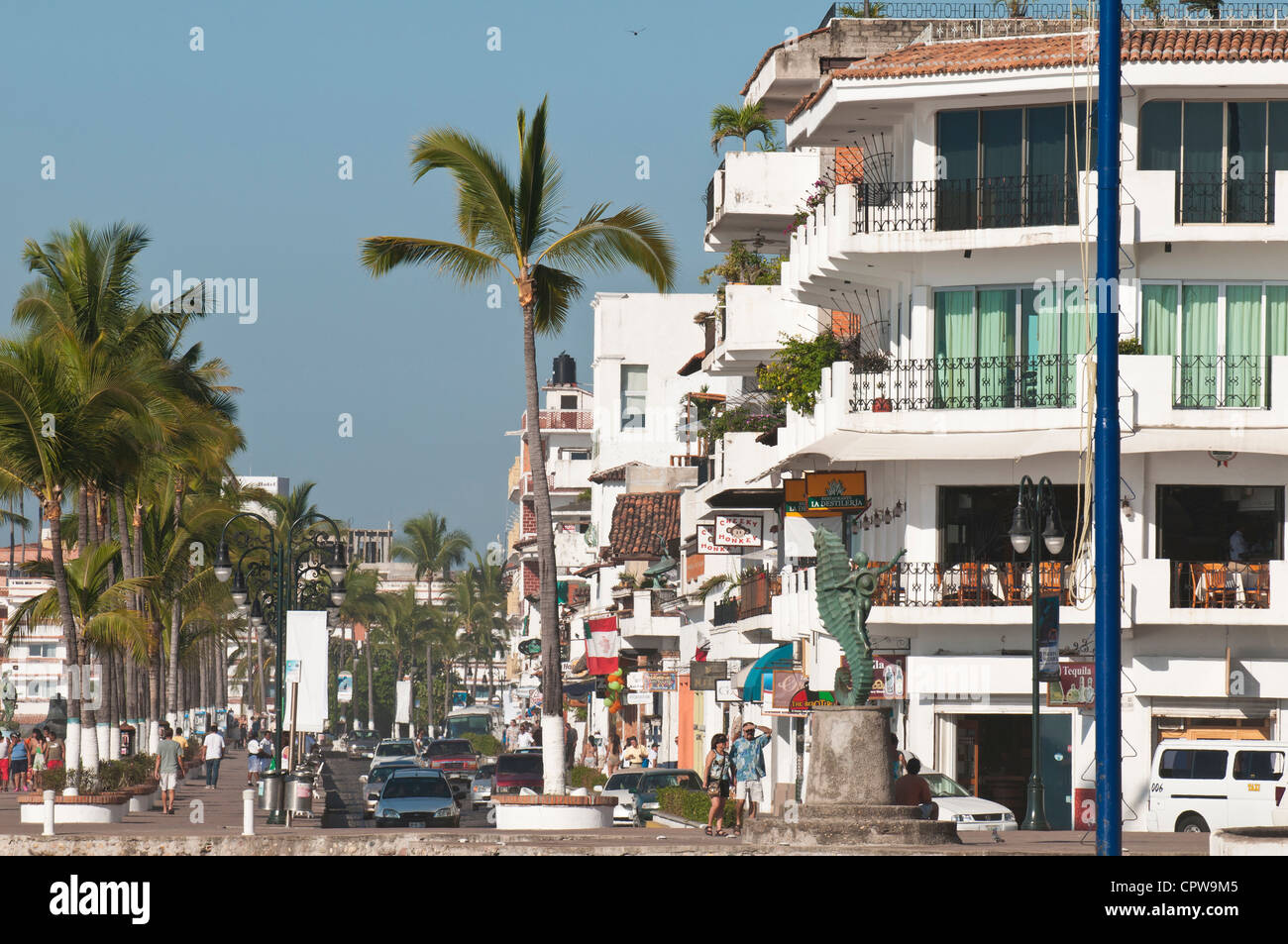 Mexiko, Puerto Vallarta. Der Malecon, Puerto Vallarta, Mexiko. Stockfoto