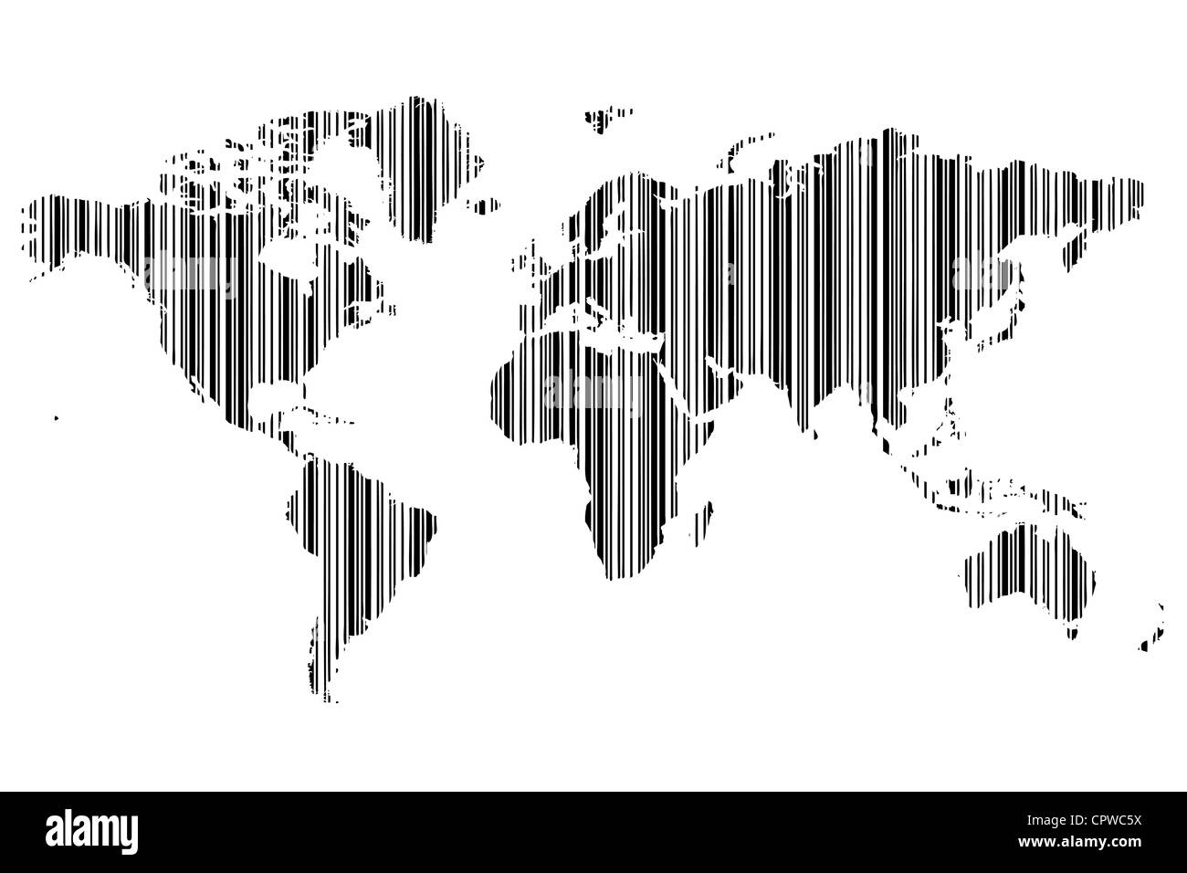 Weltkarte als Barcode Stockfoto