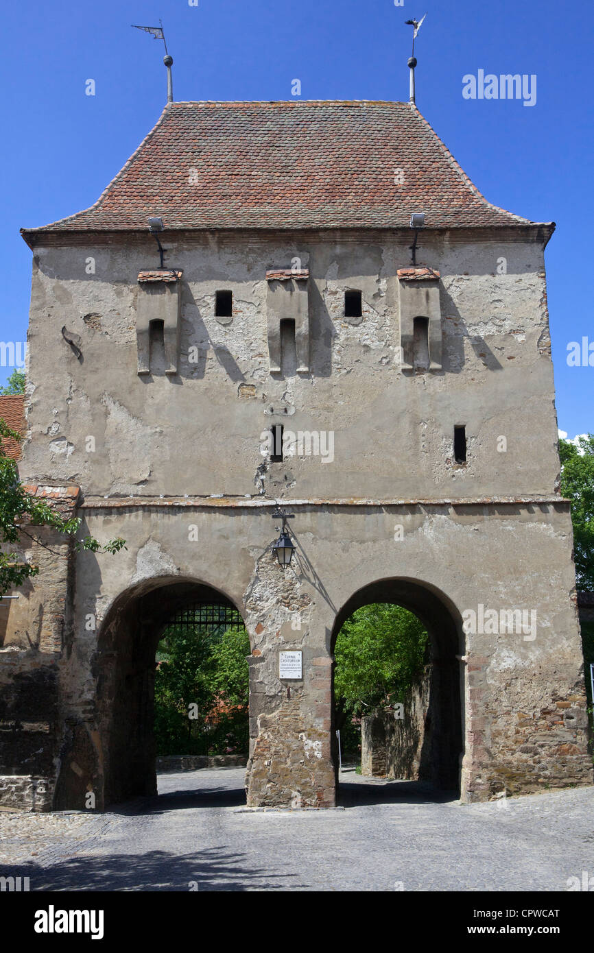 Haupttor in der Zitadelle von Sighisoara, Karpaten Siebenbürgens, Târnava Mare Fluss Mureş Grafschaft, Rumänien, Osteuropa, EU Stockfoto