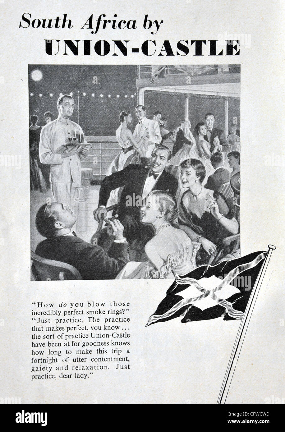 Anzeige für Union Schloss Reederei 1953. Großbritannien Stockfoto