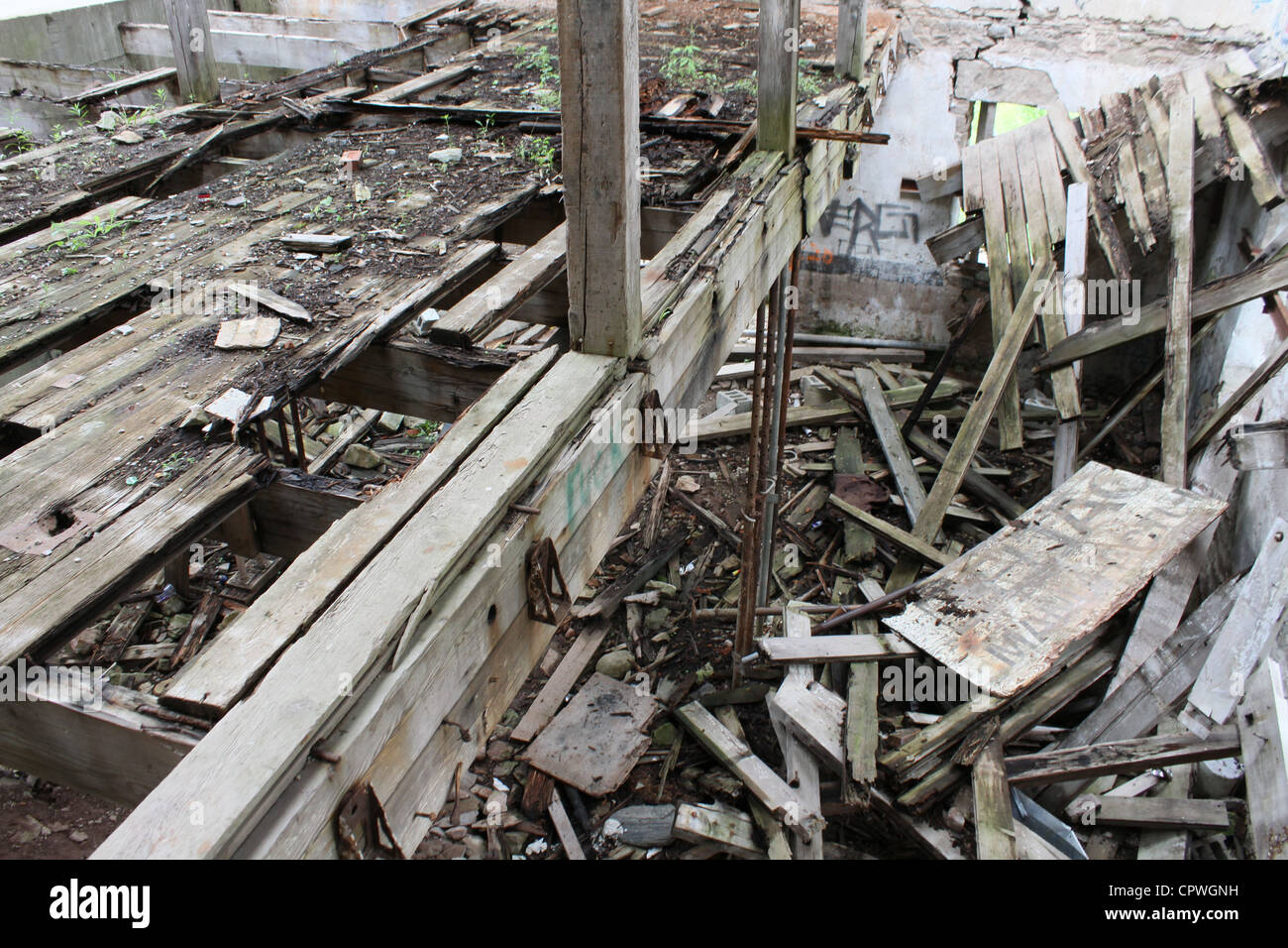 Abandon alte Fabrik Lager Industrie zu zerstören Stockfoto