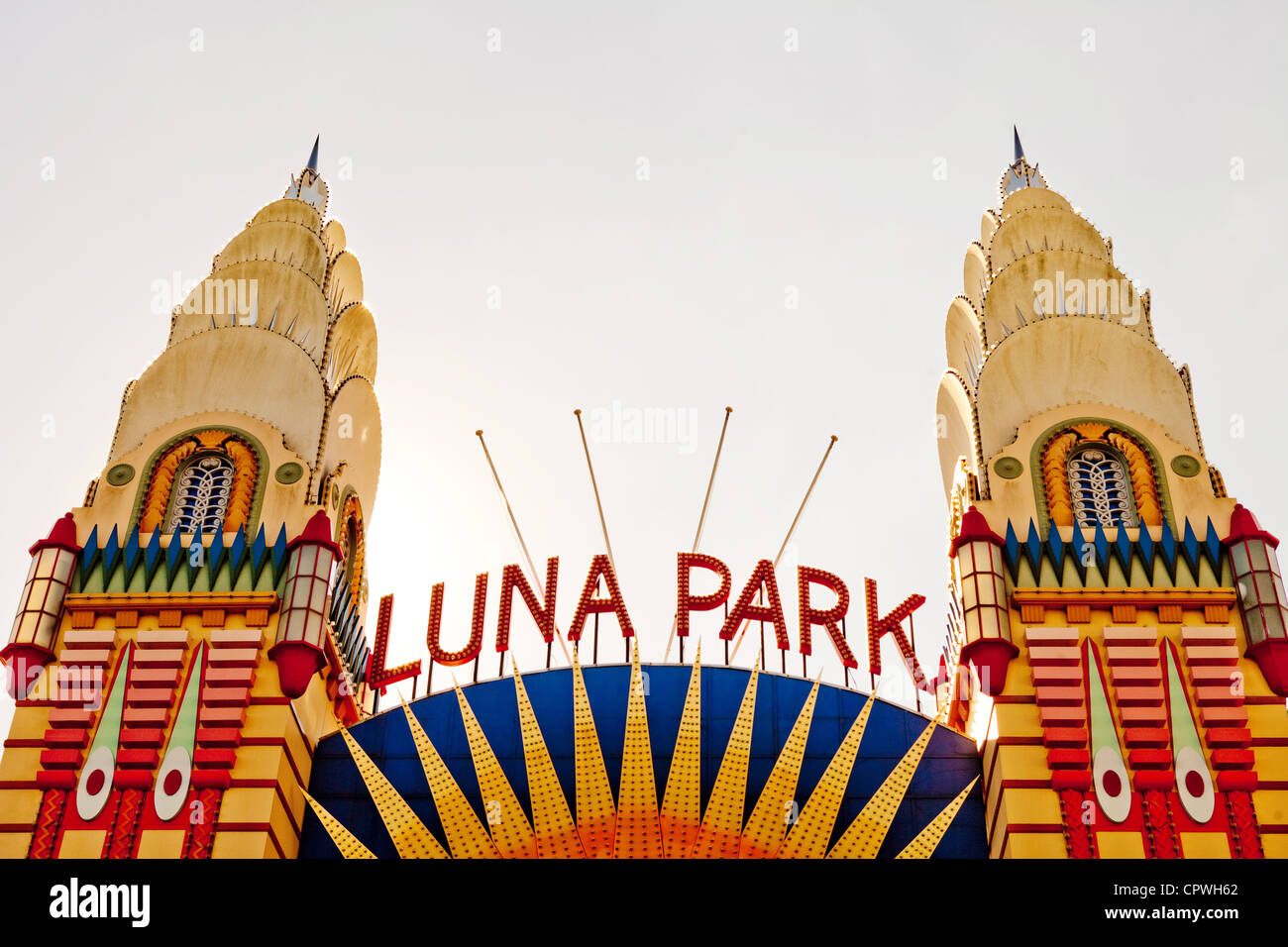 Der Eingang zum Luna Park, Sydney Stockfoto