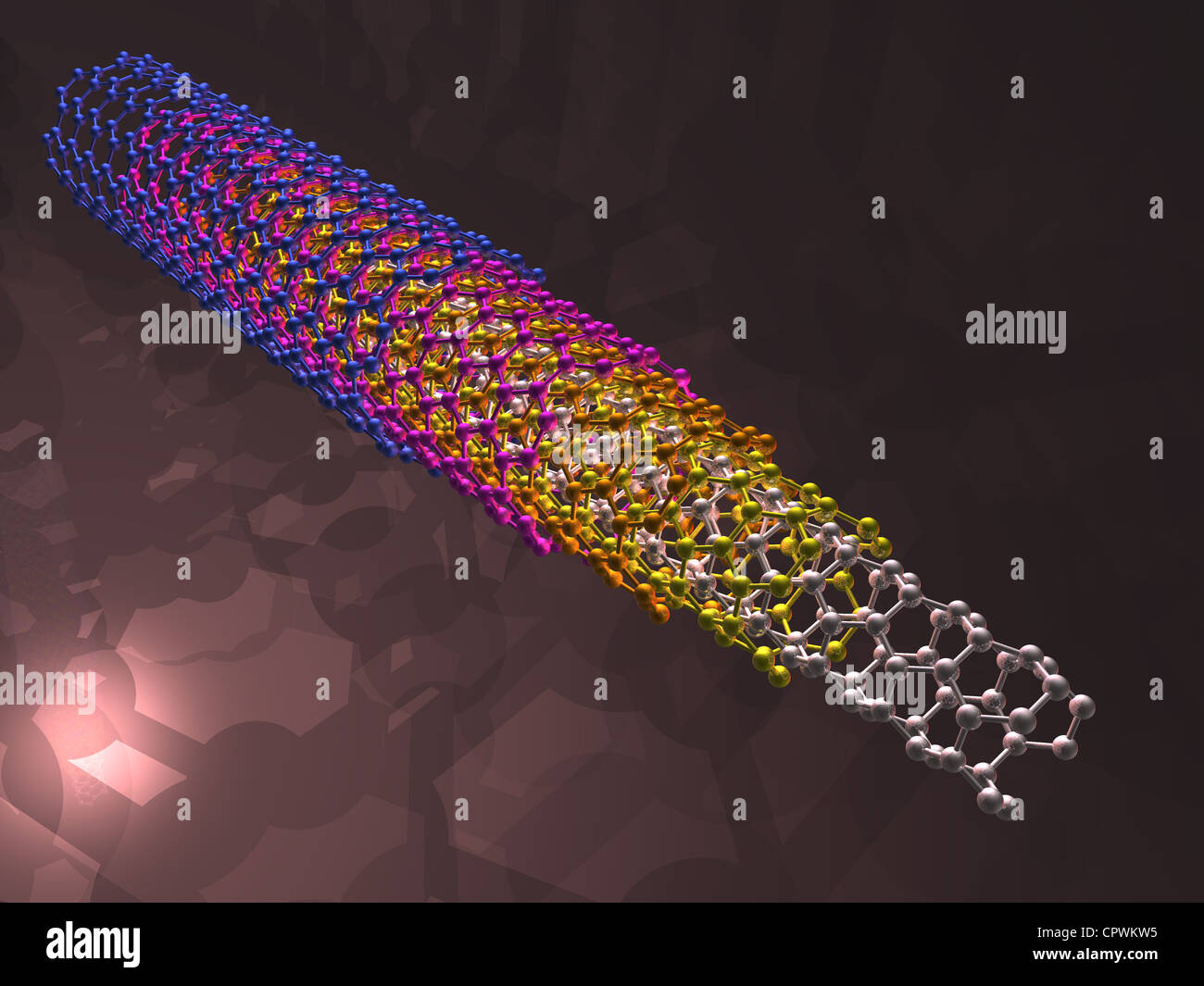 Kohlenstoff-Nanoröhrchen Molekülmodell Stockfoto