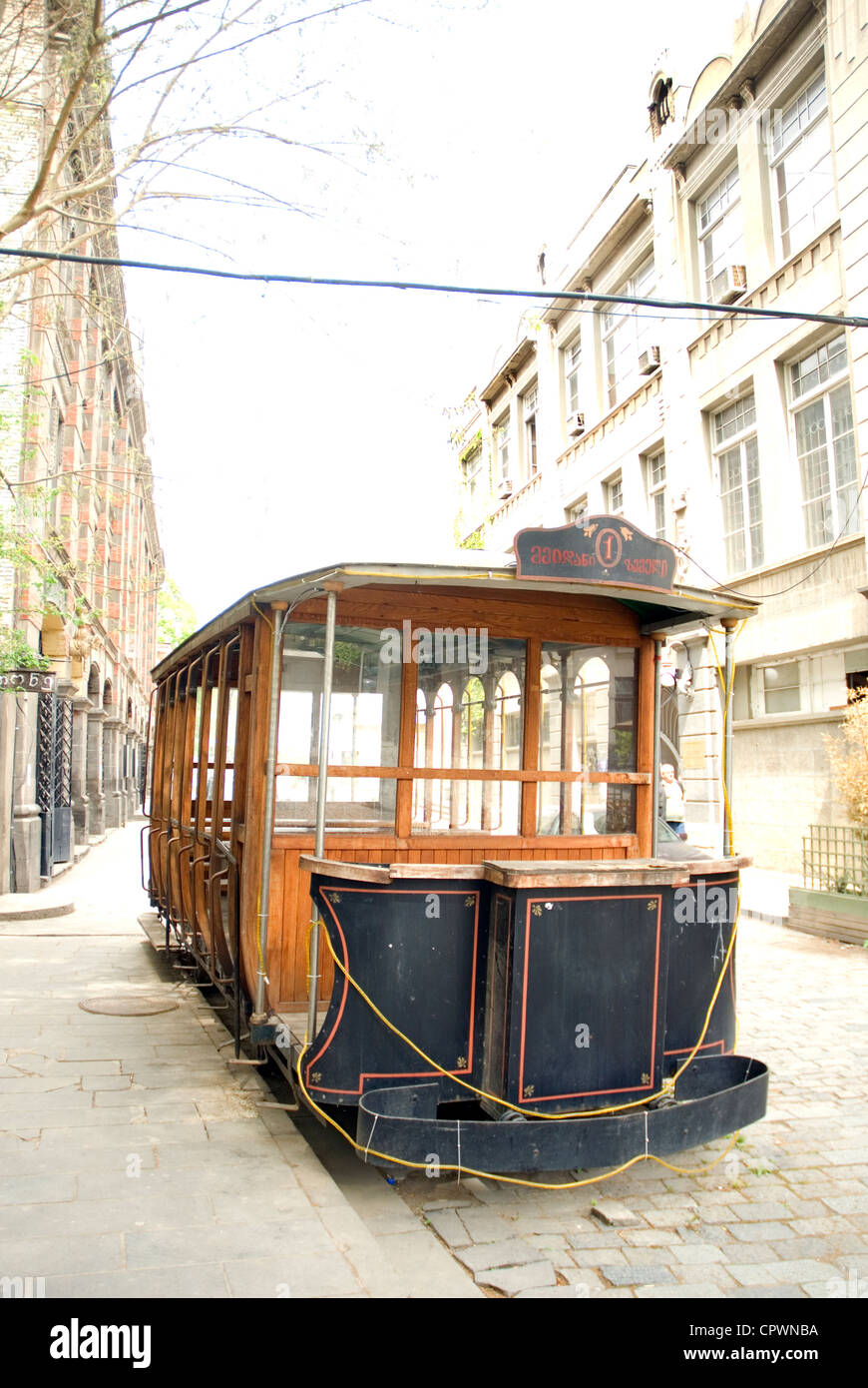 Alte Straßenbahn, Tiflis, Georgien Stockfoto