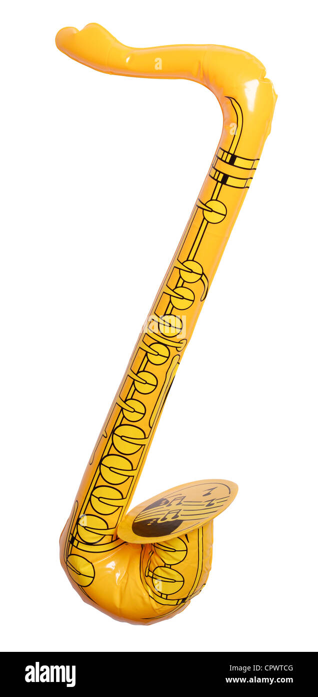 Aufblasbares Kunststoff Saxophon Stockfoto