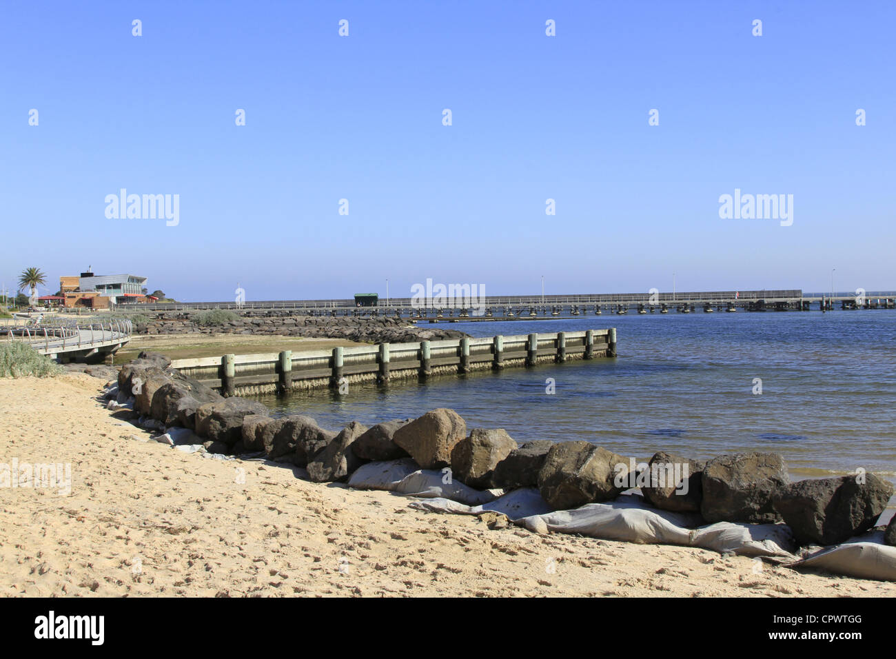 Meer Gehweg um Brighton, einem Vorort von Melbourne Victoria Australien Stockfoto