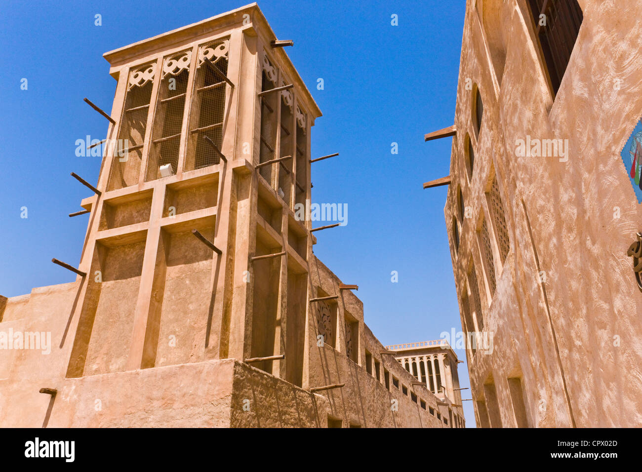 Wind-Traditionshaus im Bastakia Viertel, Altstadt, Dubai, Vereinigte Arabische Emirate Stockfoto