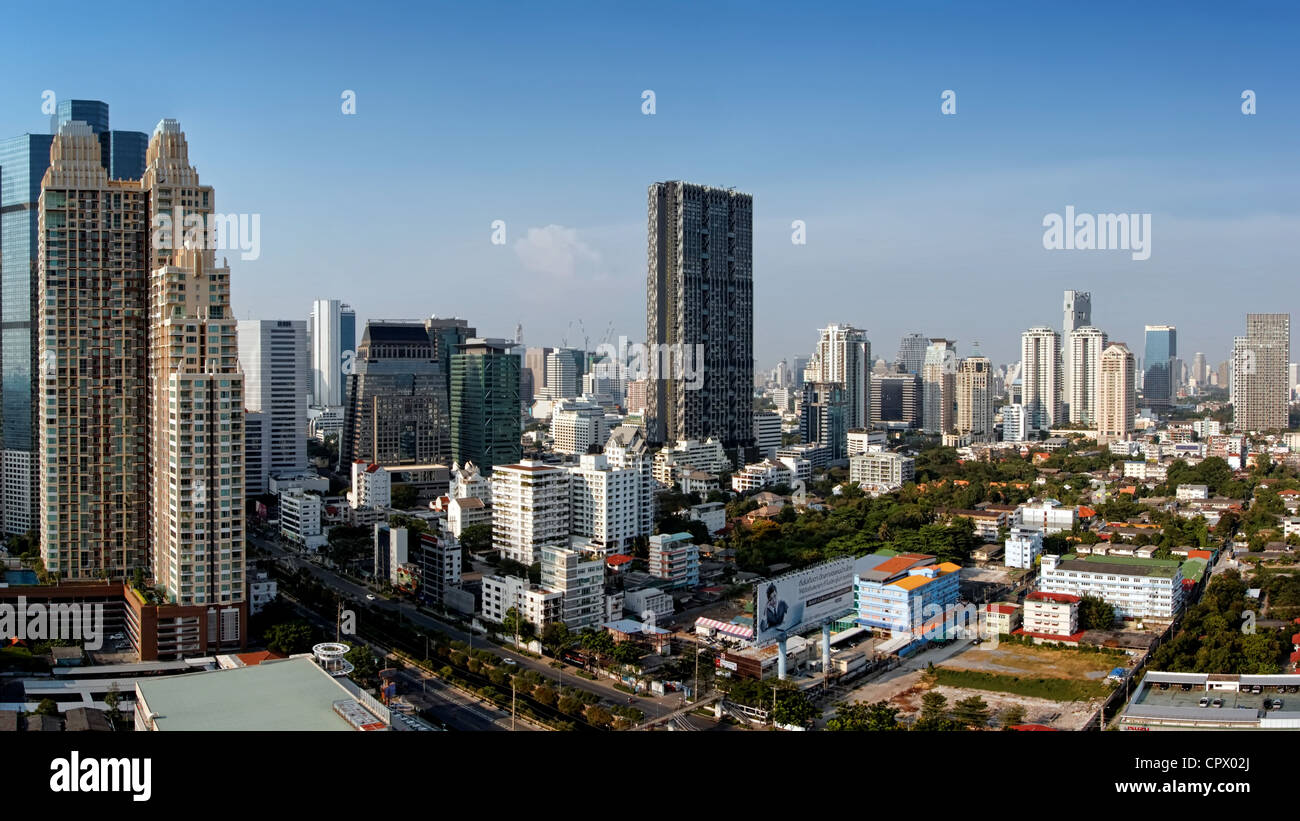 Bangkok Sathorn Road Central Business District (Tag Pano) Stockfoto
