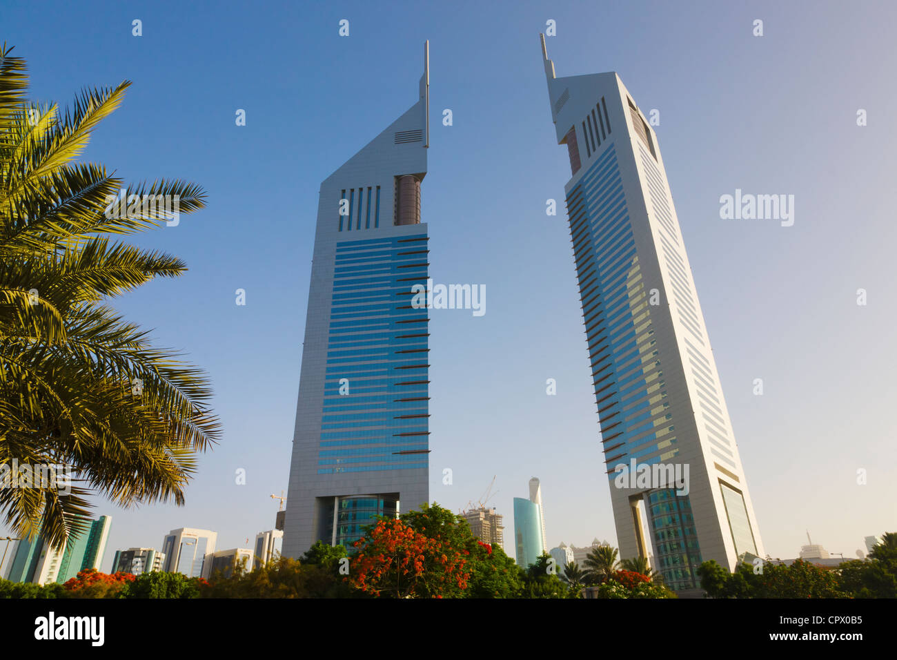 Emirat Twin Towers, Dubai, Vereinigte Arabische Emirate Stockfoto
