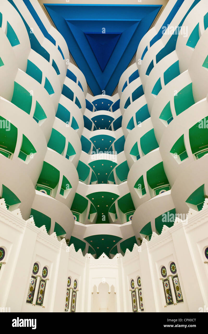 Architektonische Details im Hotel Burj Al Arab, Dubai, Vereinigte Arabische Emirate Stockfoto