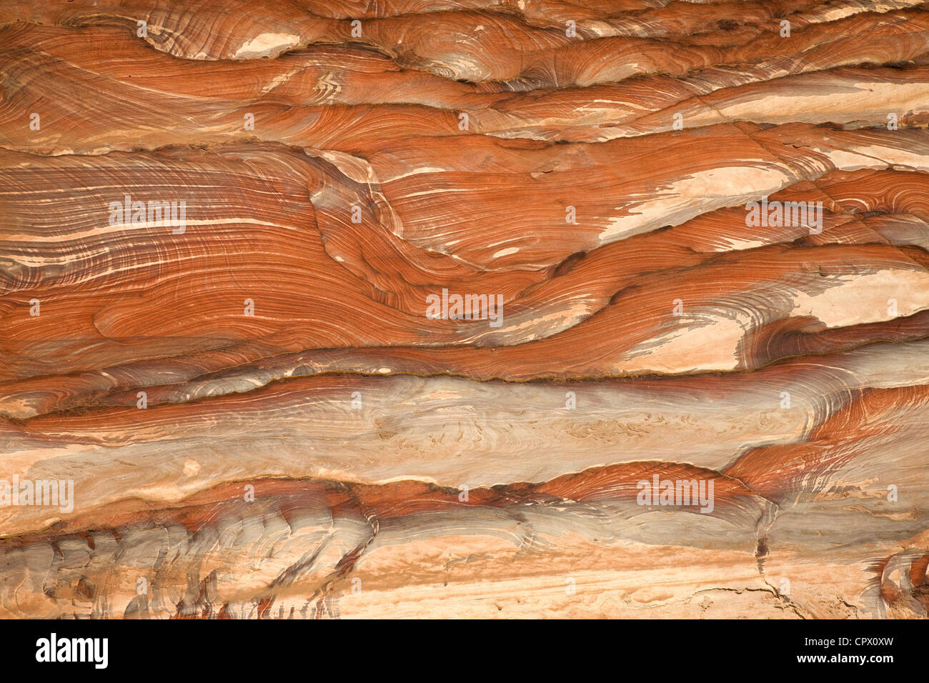 Rock-Textur der Höhlenwand, Petra, Jordanien Stockfoto