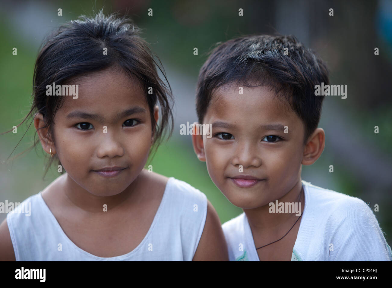 Bruder und Schwester, Negros, die Visayas, Philippinen Stockfoto