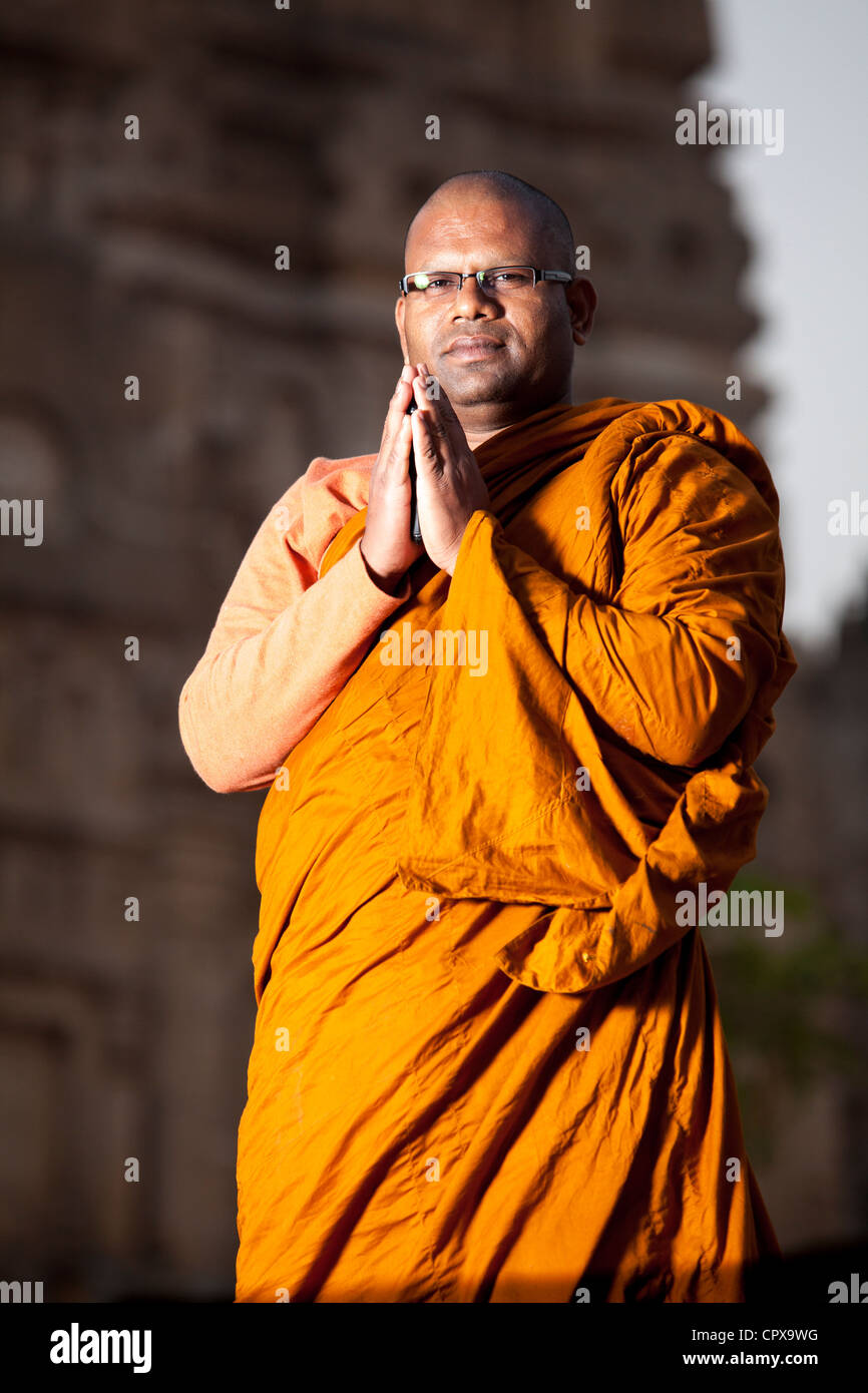 Sri Lankan buddhistischer Mönch Zusammenstellung von Palmen, Mahabodhi ...