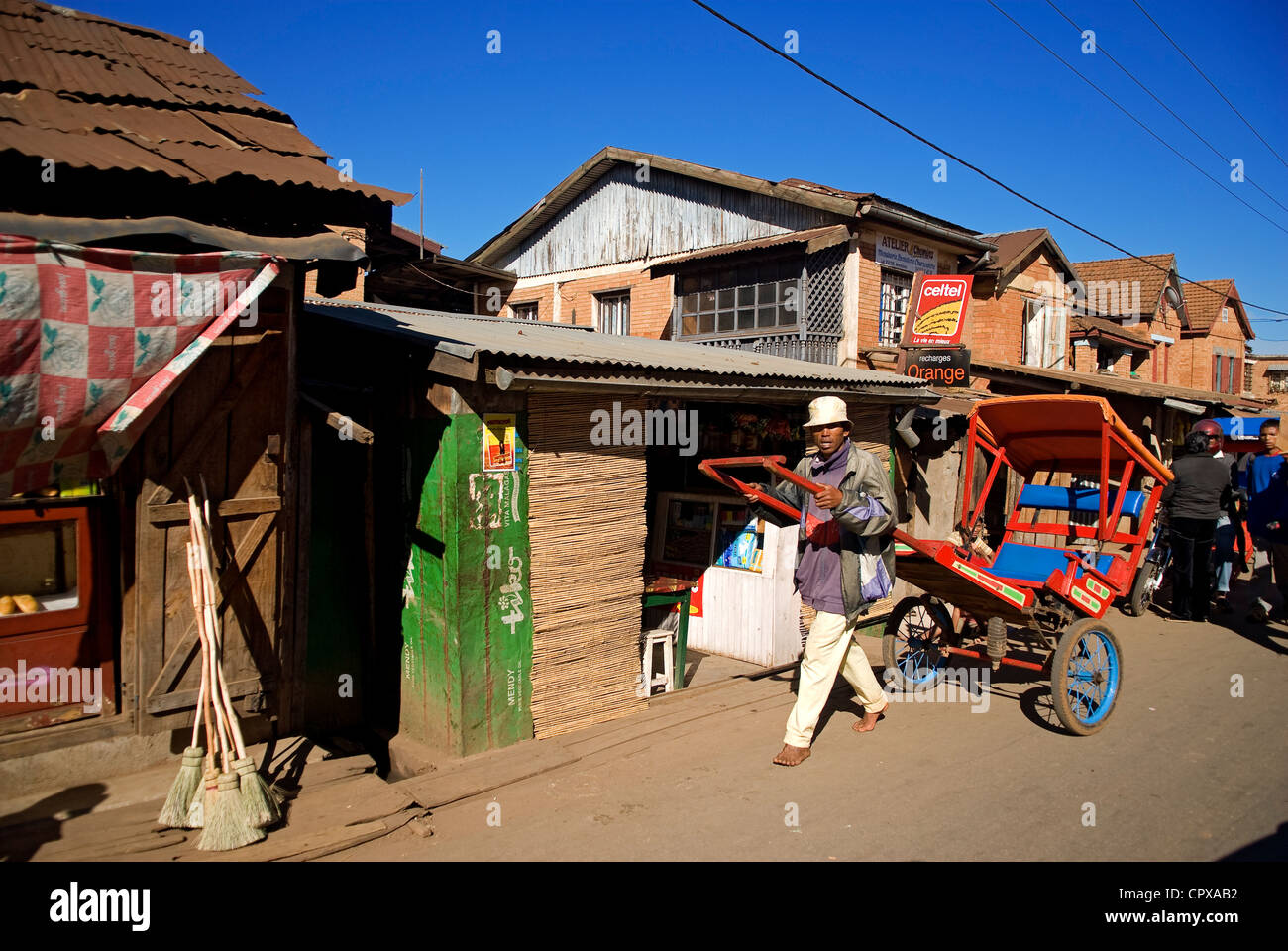 Zentrales Hochland, ehemalige Provinz von Antananarivo, Vakinakaratra Region, Antsirabe, Madagaskar, Rikscha Stockfoto