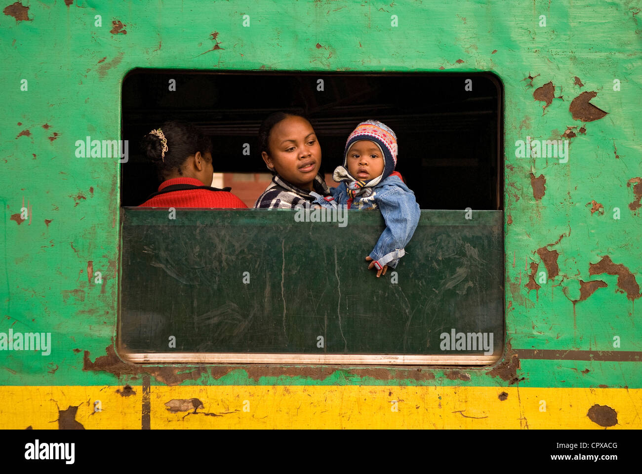 Madagaskar, Hochland, Gare de Fianarantsoa, Bahnhof von Fionarantsoa, am Kai vor der Abreise für Manakara trainieren Stockfoto