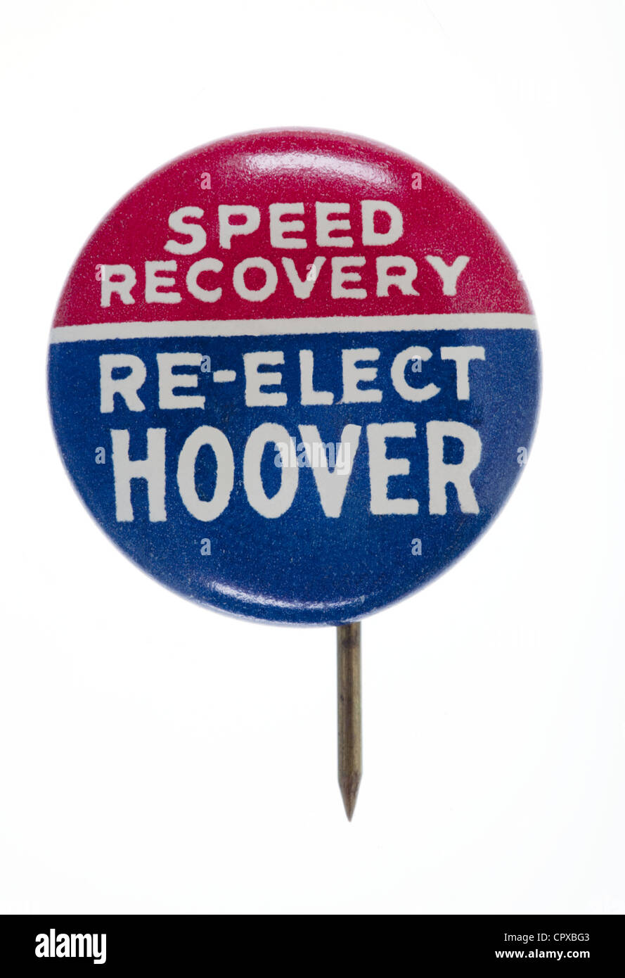die Präsidentschaftswahl 1932 button Pin für Herbert Hoover Stockfoto