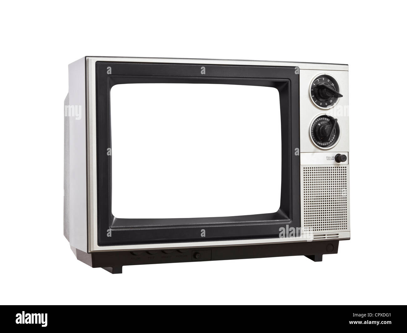 Vintage TV isoliert mit leeren, leeren Bildschirm. Stockfoto