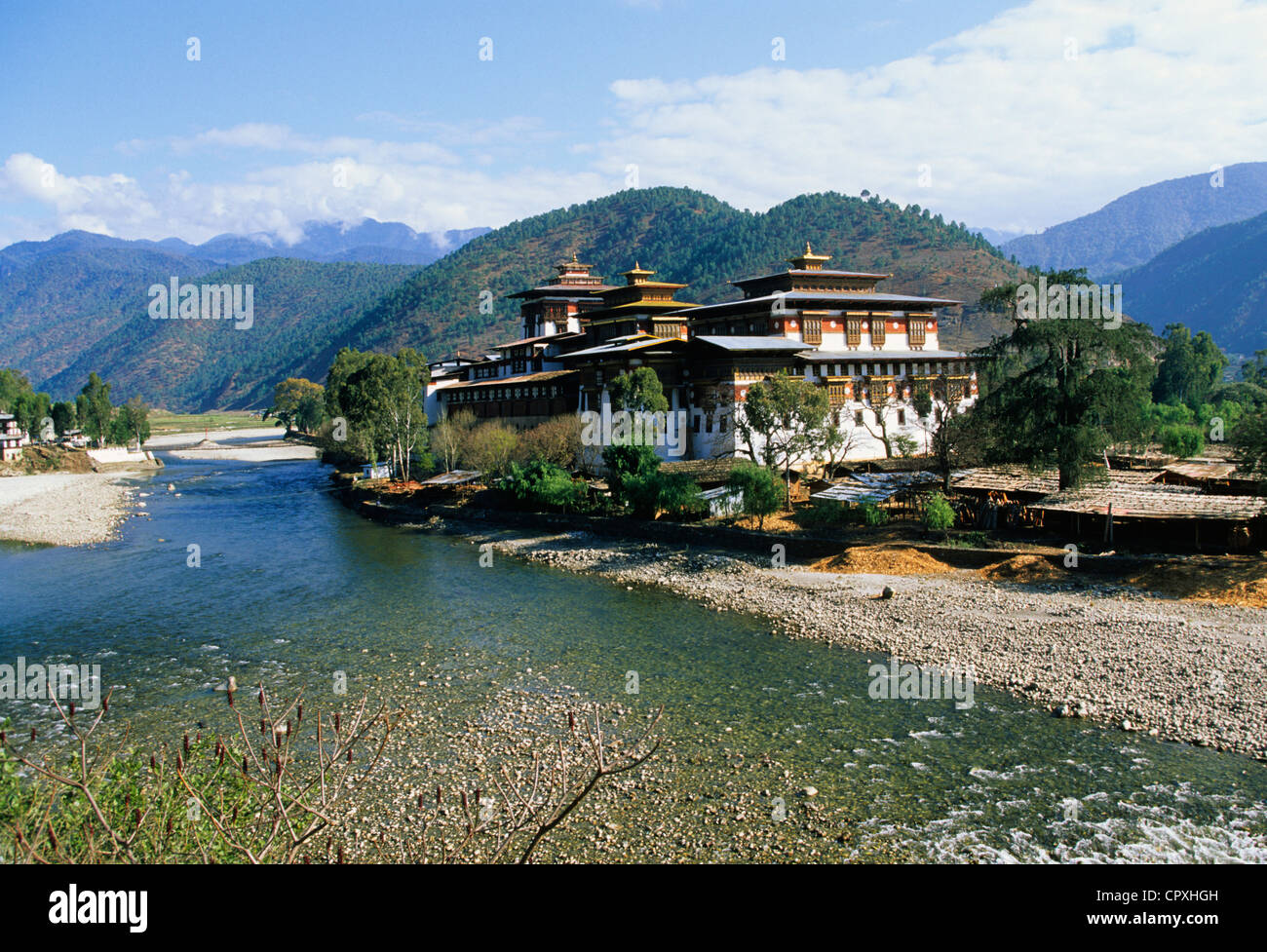 Bhutan Punakha Dzong buddhistischen Kloster Festung Datierung von 1637 Sitz der Hauptstadt in drei Jahrhunderten gebaut Zusammenfluss von Stockfoto