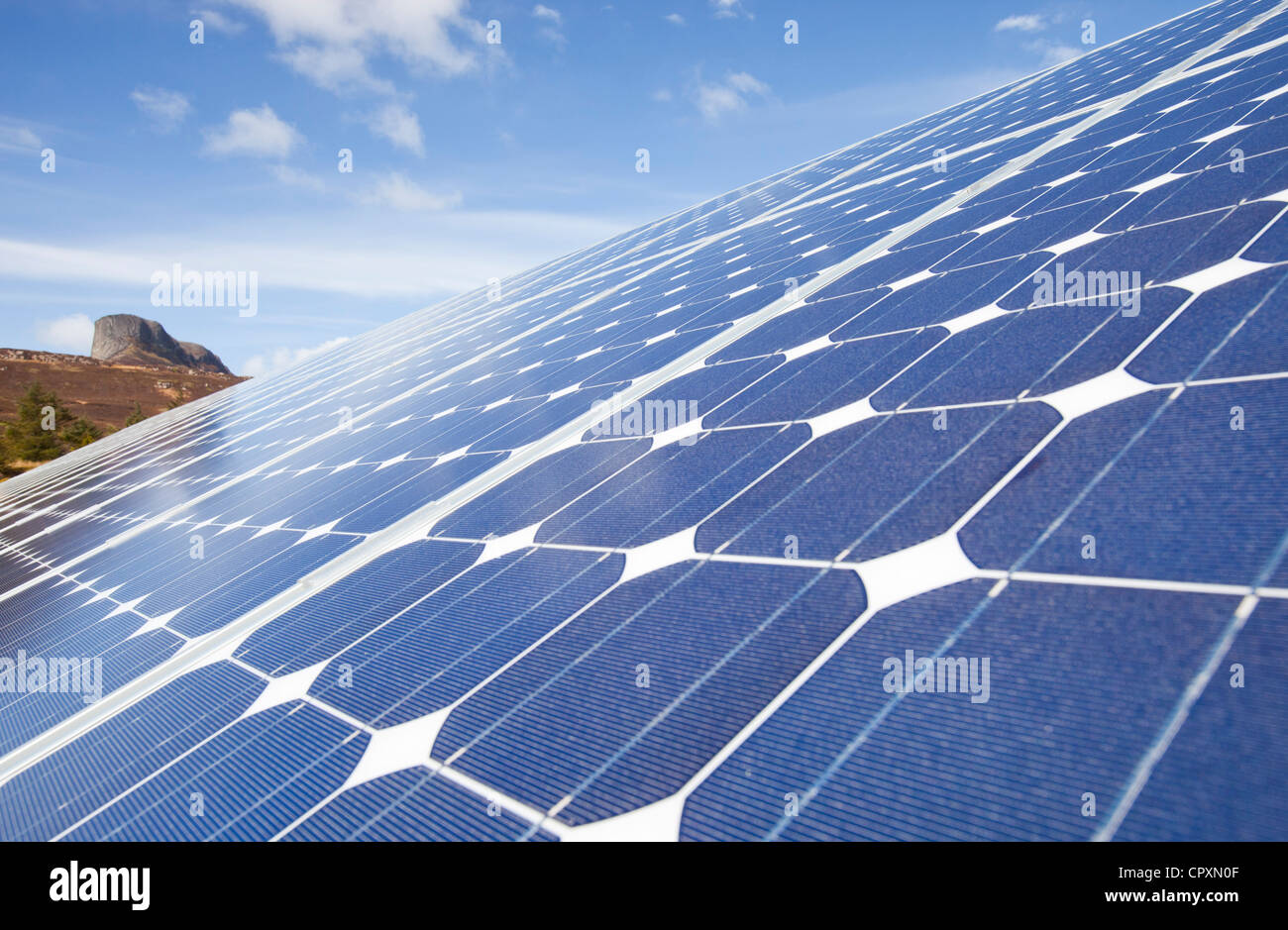 Solarstrom, die helfen, 98 % der Eiggs Strom aus erneuerbaren Energien versorgen. Stockfoto