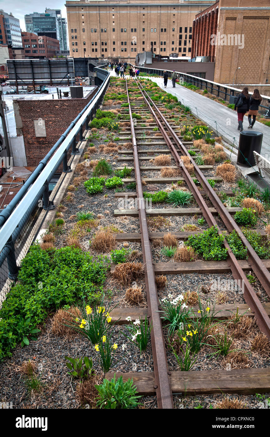 High Line Park gebaut auf stillgelegten erhöhte Eisenbahn in Manhattan