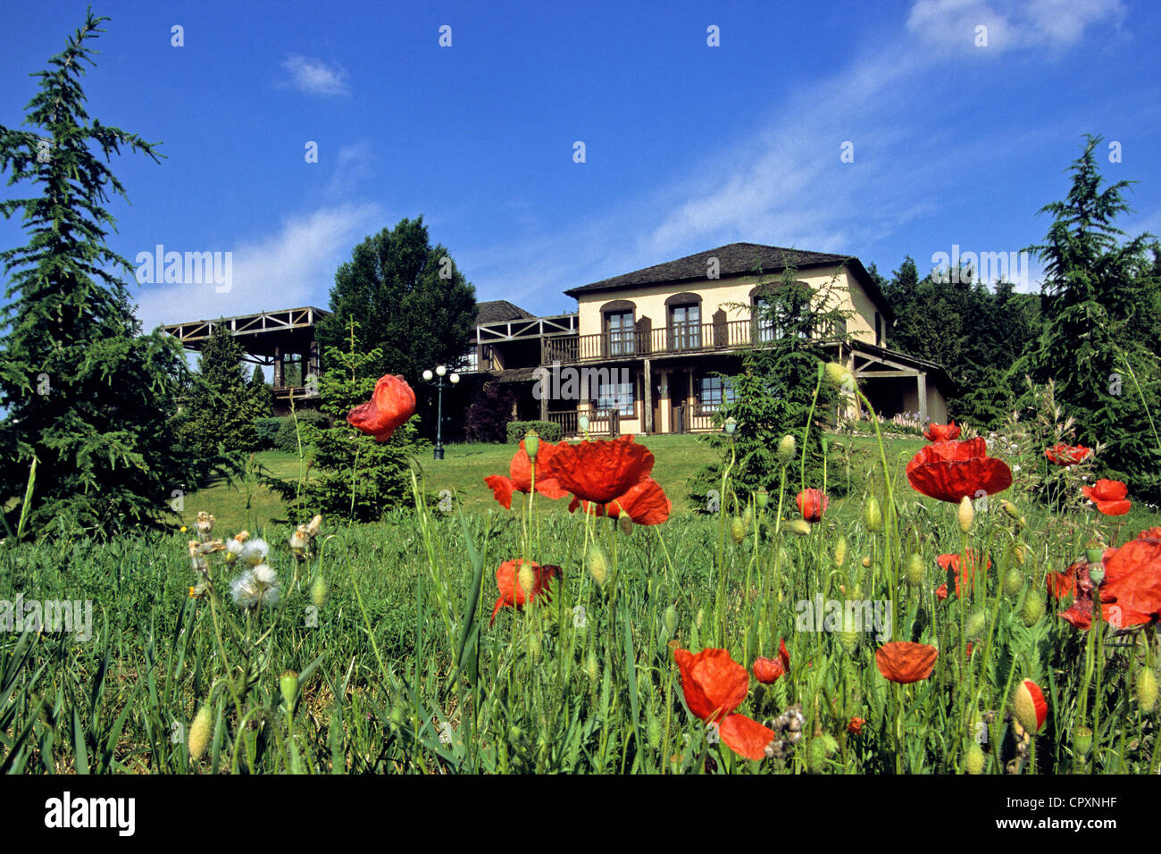 Frankreich, Aveyron, Sainte Radegonde, Ranch Saloon, im Stil einer amerikanischen western Stockfoto