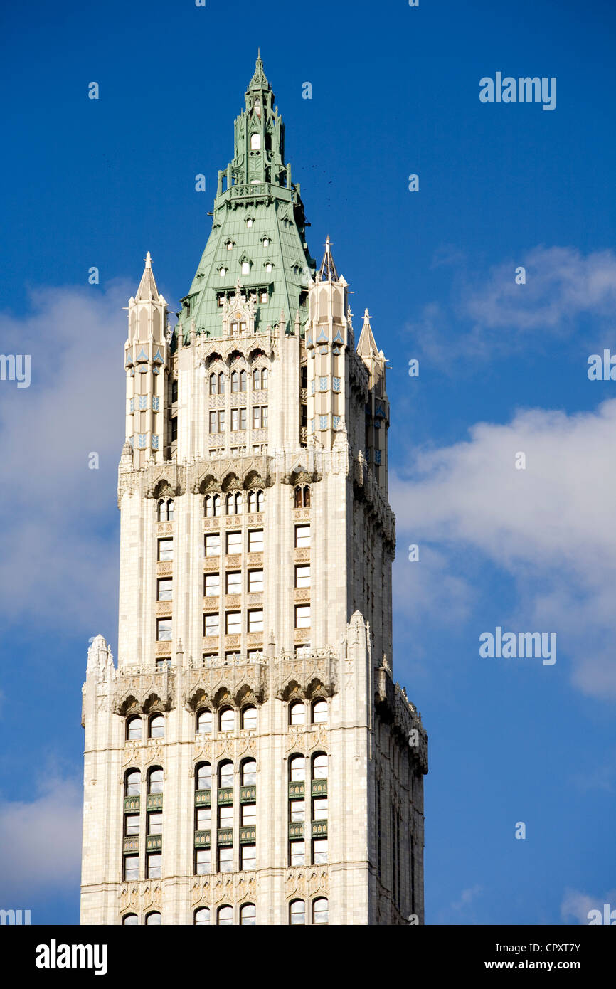 USA New York City Manhattan Downtown Woolworth Gebäude neugotischen Wolkenkratzer von 57 Etagen das höchste in der Welt war Stockfoto