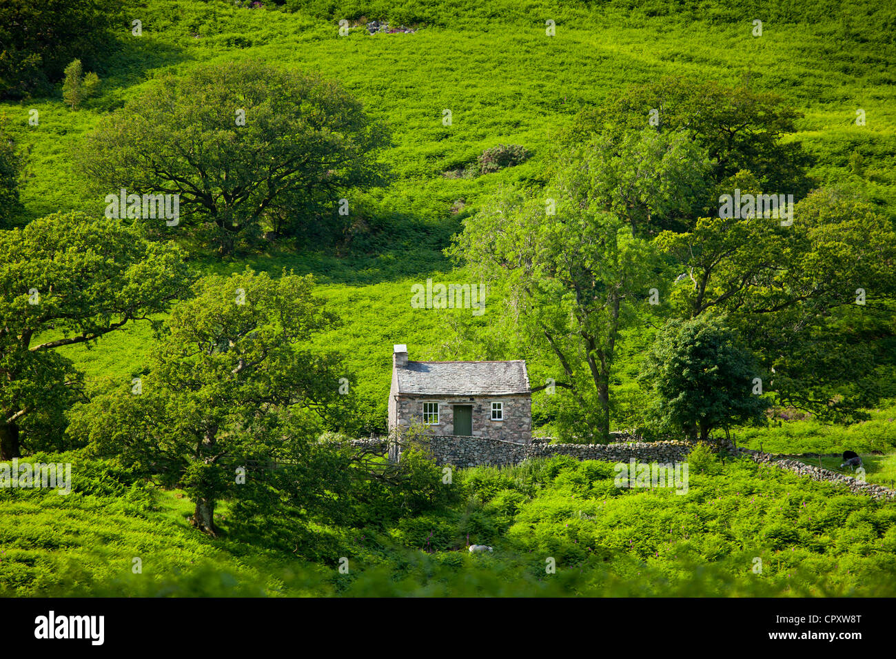 Stein-Ferienhaus in Hard Knott Pass in der Nähe von Eskdale in Lake District National Park, Cumbria, England Stockfoto