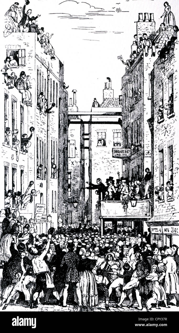 Engländers RICHARD DOYLE (1824-1883) ist der eine Mäßigung treffen im Jahre 1840 Gravur. Stockfoto
