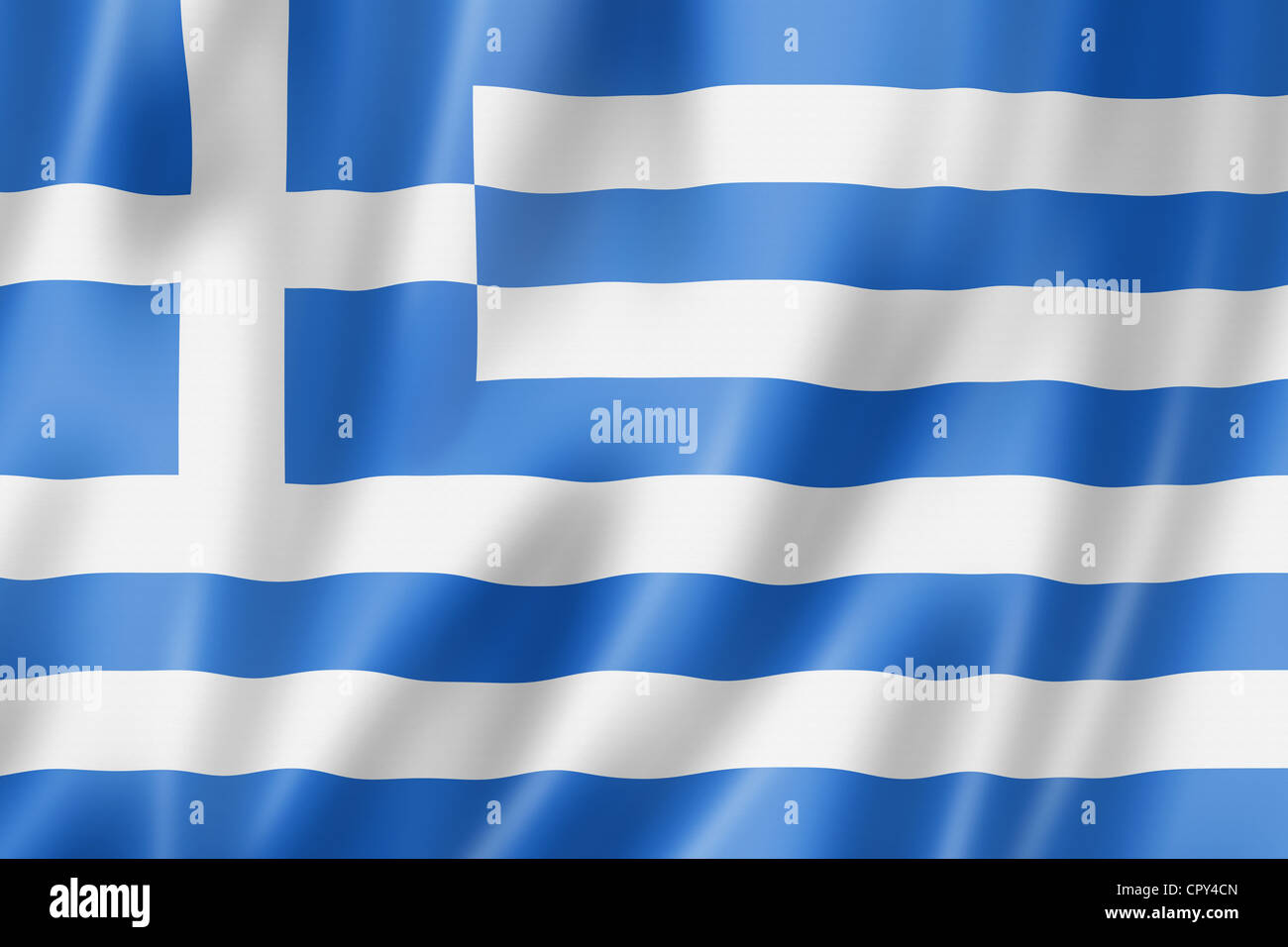 Griechenland-Flagge, dreidimensional zu rendern, seidige Textur Stockfoto