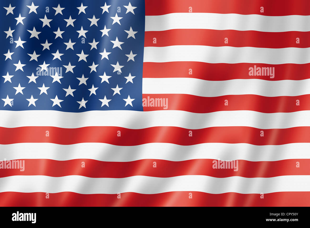 USA-Flagge, dreidimensional zu rendern, seidige Textur Stockfoto