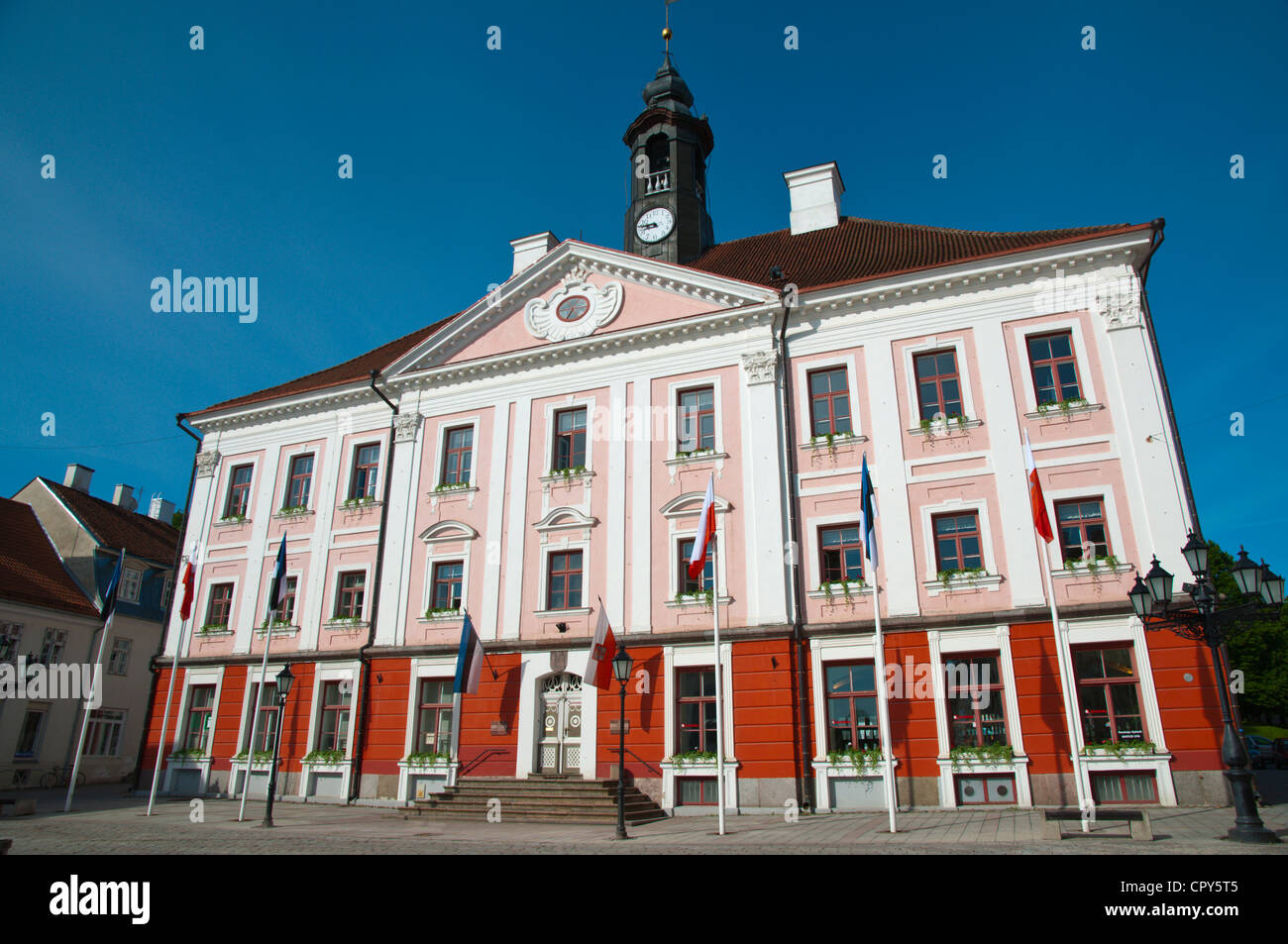 Rathaus am Raekoja bezahlt quadratische Tartu Estland baltischen Staaten Europas Stockfoto