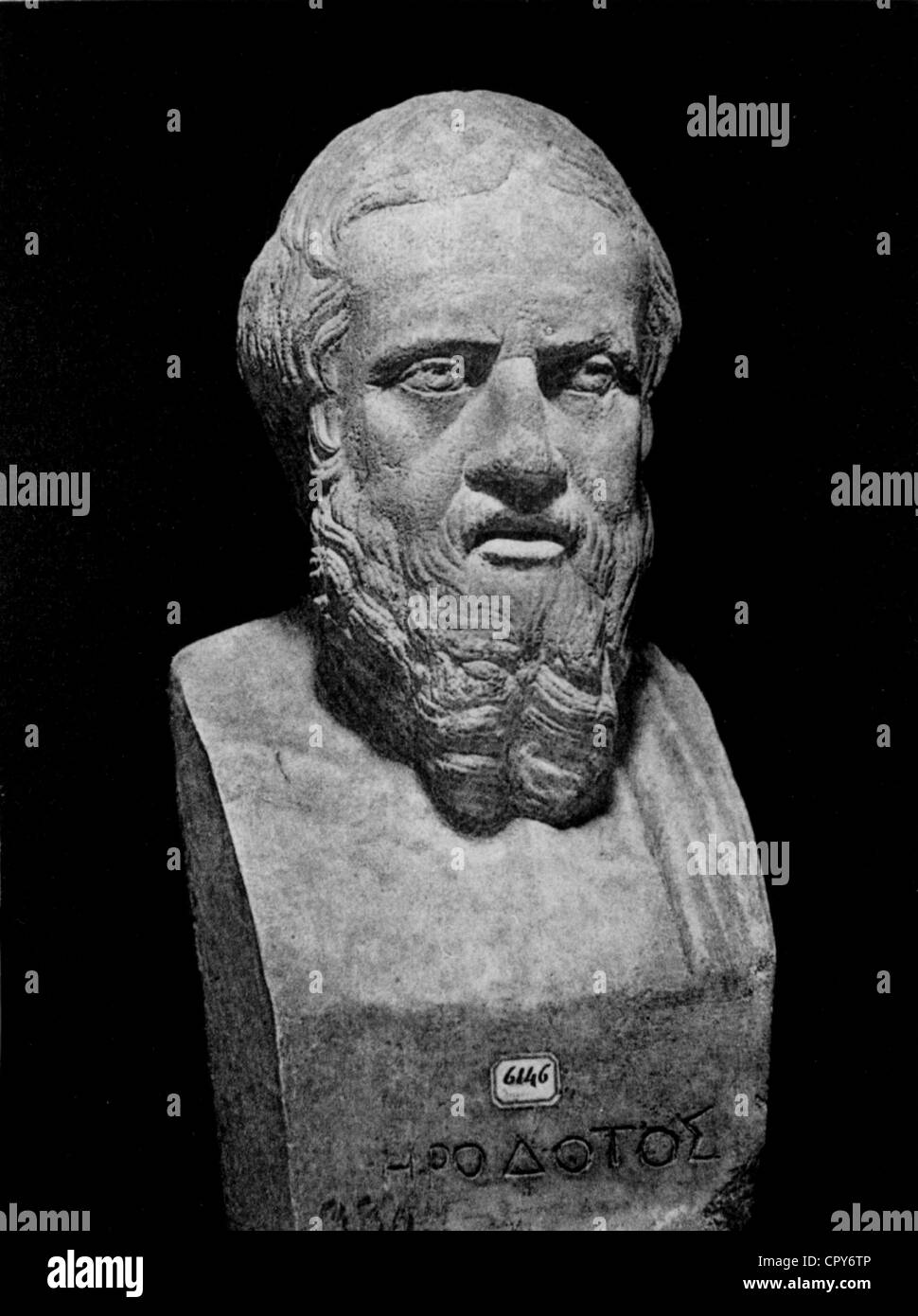 Herodot, 484 v. Chr. - 425 v. Chr., griechische Wissenschaftlerin (Historiker), Porträt, römische Kopie der Büste aus der 2. Hälfte des 4. Jahrhunderts v. Chr., Nationalmuseum Neapel, Stockfoto