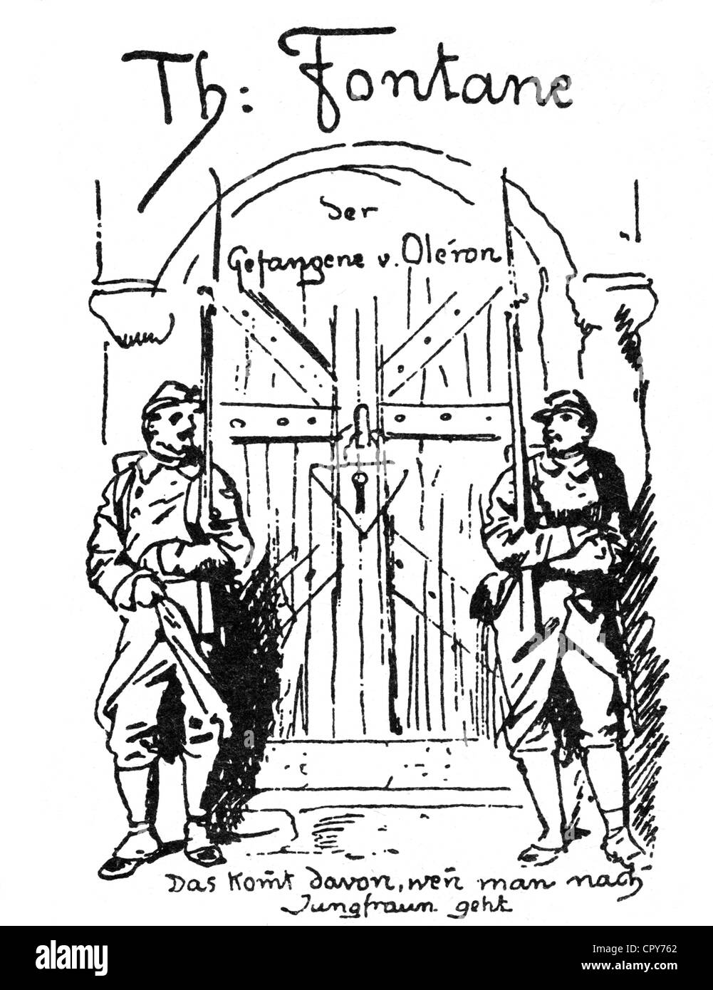 Fontane, Theodor, 30.12.1819 - 20.9.1898, deutscher Autor/Schriftsteller, Karikatur, 'Der Gefangene von Oleron' (Der Gefangene von Oleron), Stockfoto