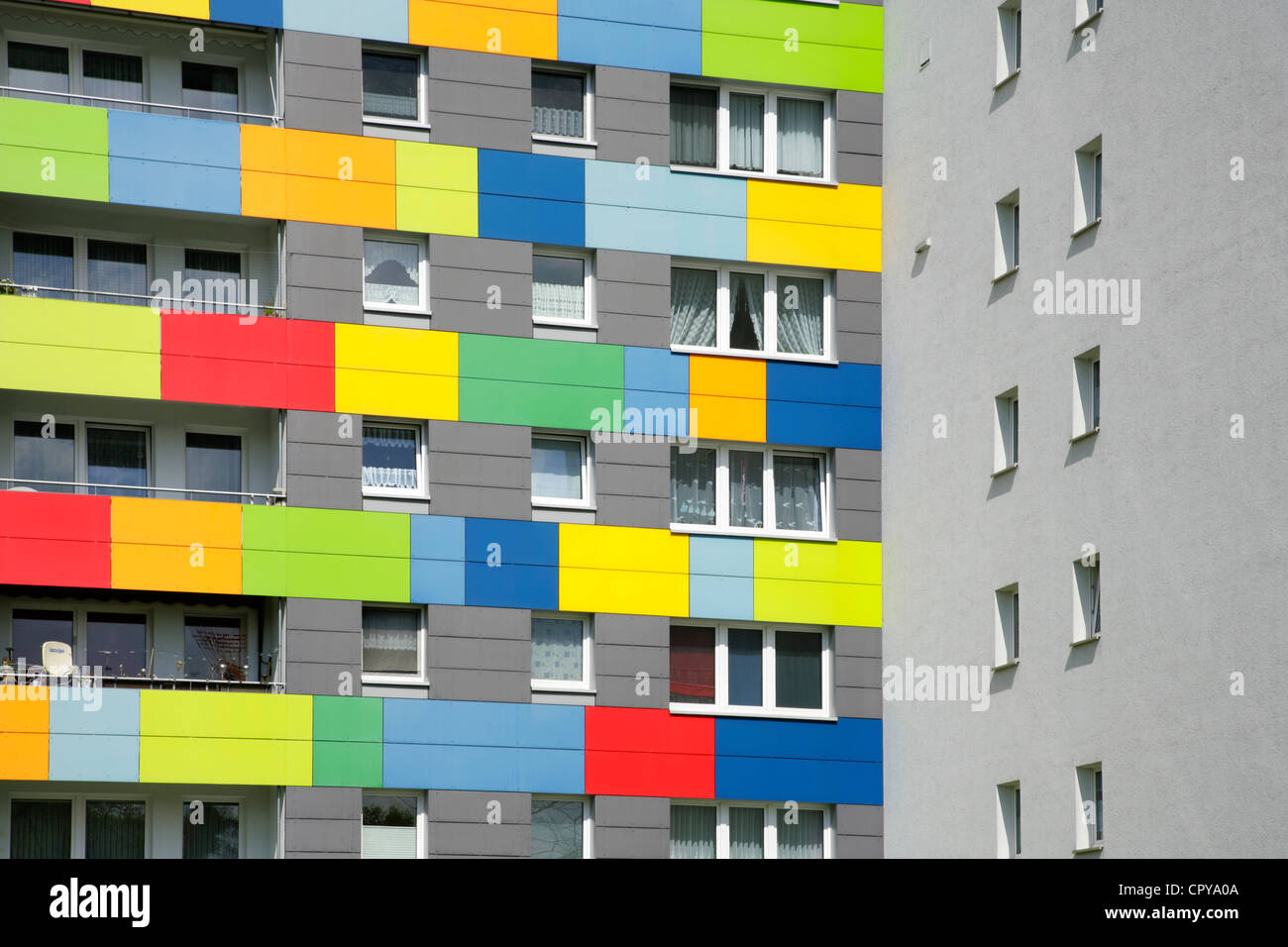 Renoviertes Wohnhaus, Dresden, Sachsen, Deutschland. Stockfoto