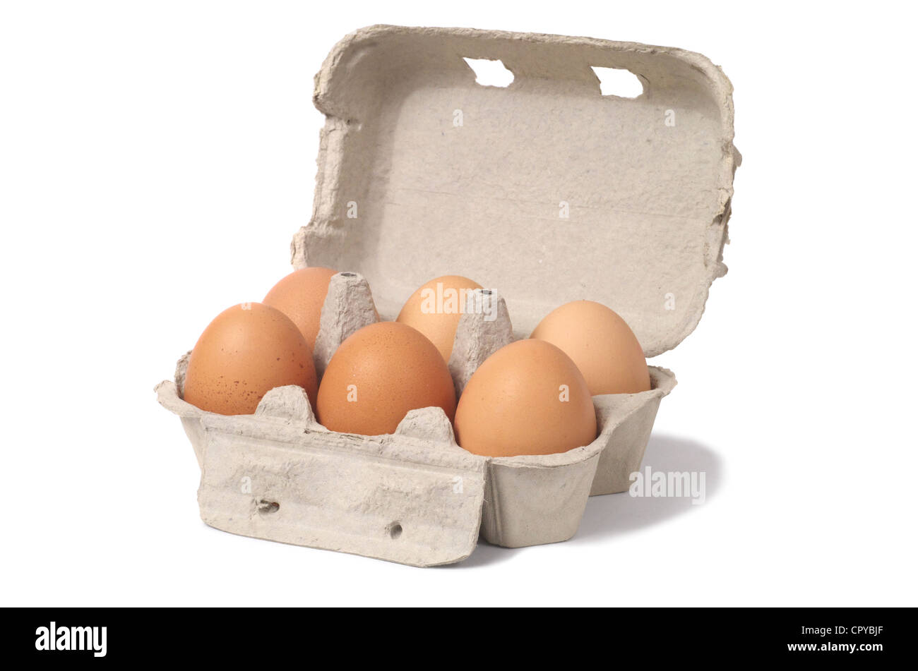 Eiern auf weiß Stockfoto