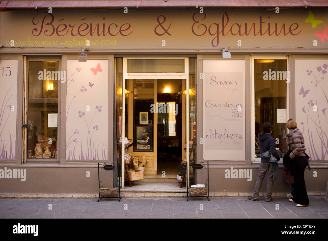 Frankreich, Alpes Maritimes, Nizza, Old Town, shop, Verkauf von Bio-Kosmetik in der Rue De La Präfektur Stockfoto