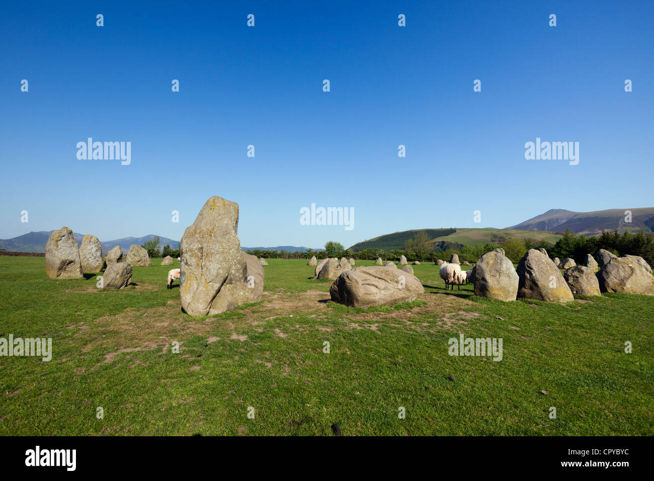 Castlerigg Stone Circle Ancient Britain Monument Website, Keswick Cumbria Lakeland Seenplatte Vereinigtes Königreich Stockfoto