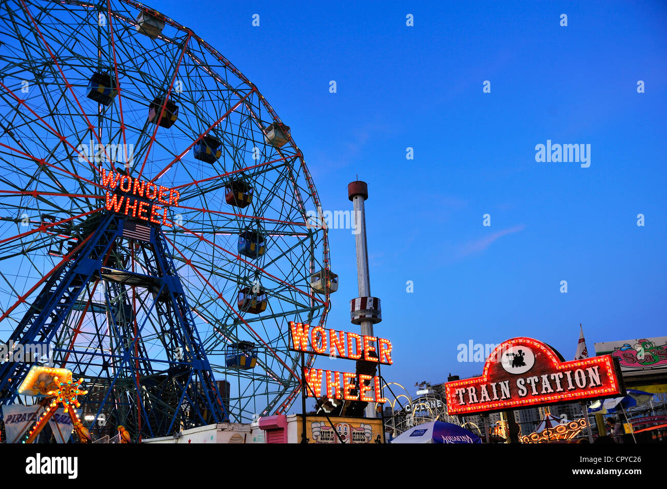 Wonder Wheel im Vergnügungspark Coney Island Stockfoto