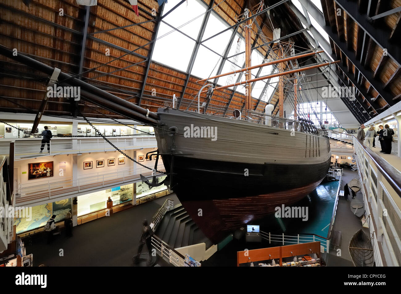 Norwegen, Oslo, Bygdoy Halbinsel, Frammuseet (Fram Polarmuseum Schiff) von Fridtjof Nansen Explorer, Fram Stockfoto
