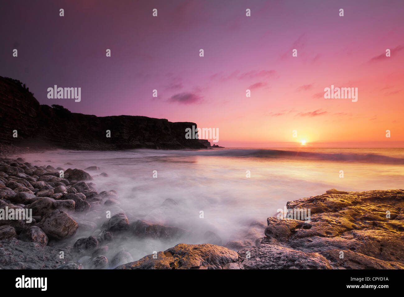Sonnenuntergang in Kantabrien Küste (Golf von Biskaya, Spanien) Stockfoto