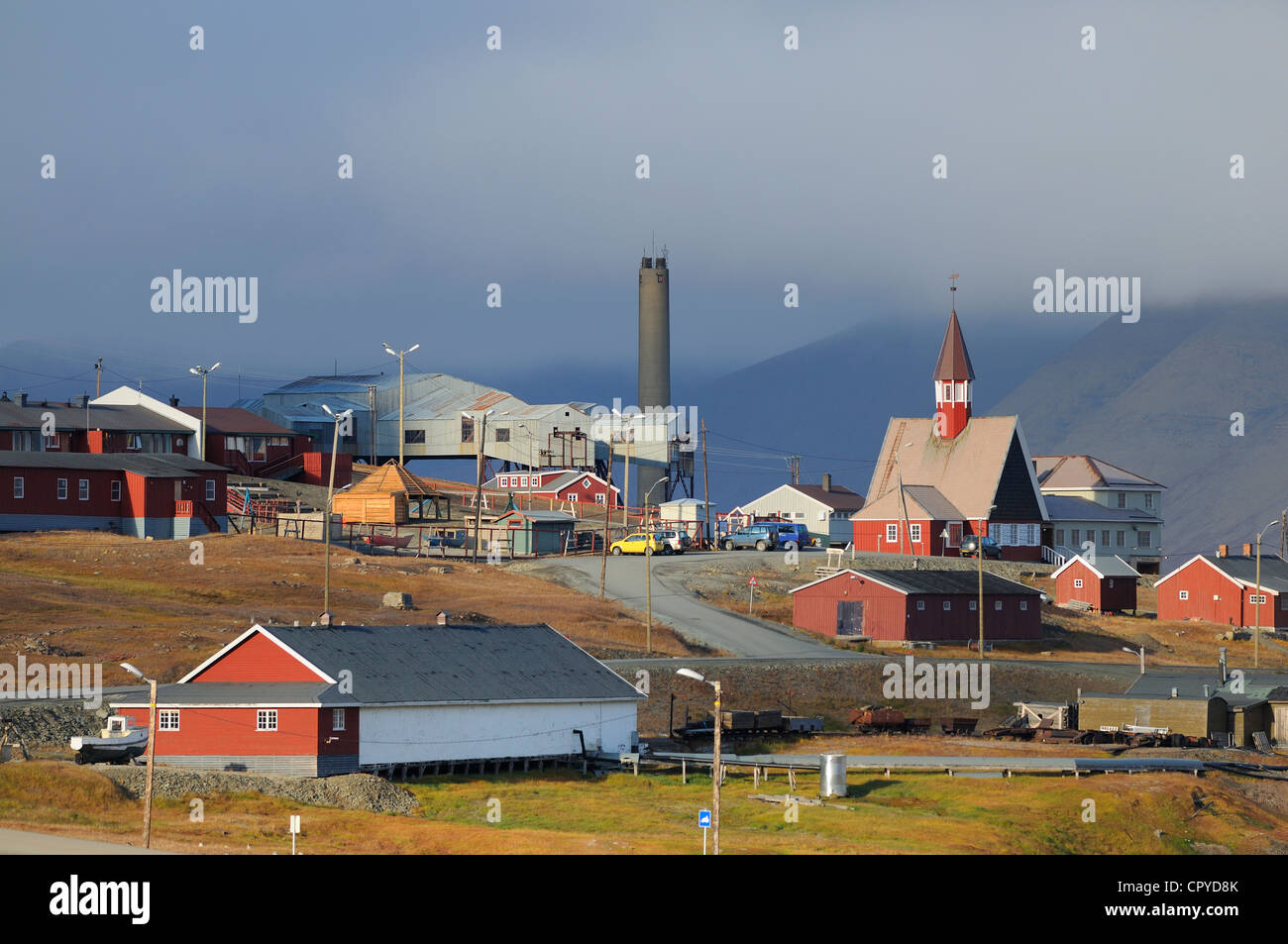 Norwegen, Svalbard (Spitzbergen), Longyearbyen gilt als der nördlichsten Stadt der Welt Stockfoto