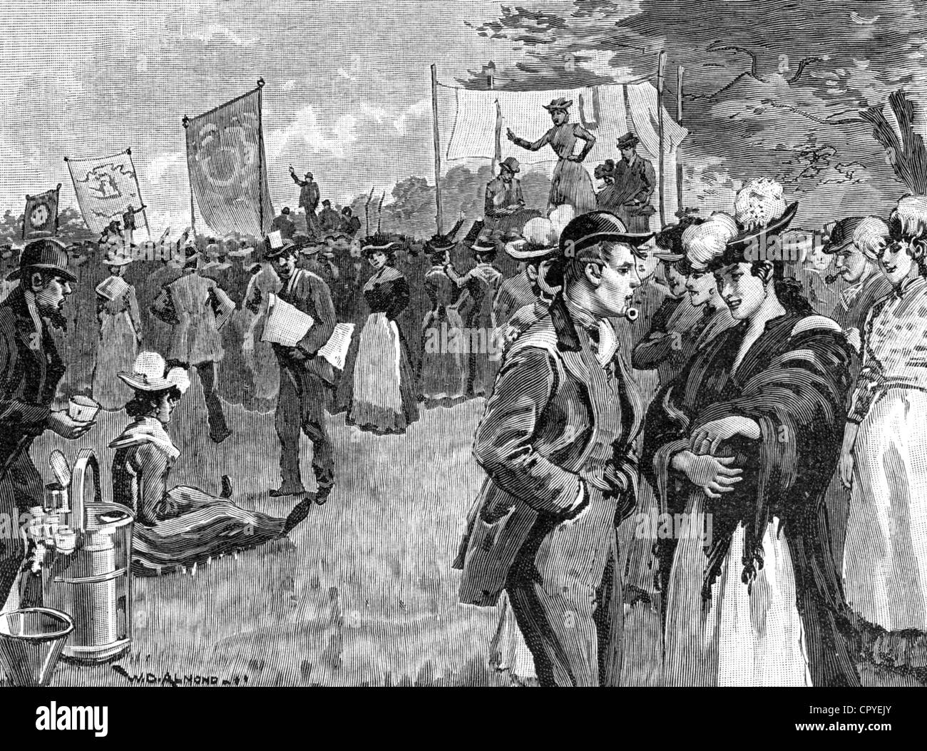 Treffen der WÄSCHERINNEN im Hyde Park, London, 1891 Stockfoto